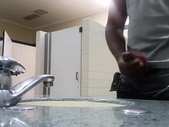 Black perv caught jerking in restroom 3