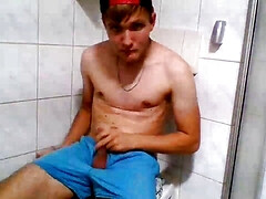 Bieber-like twink boy masturbating