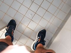 Master Ramon pisses in his sexy black satin shorts in the shower, very horny
