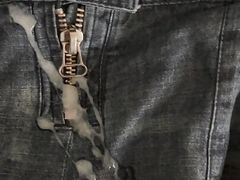 Cumming on womens cargo jeans