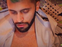Cameraman Helps Camilo Brown Masturbate His Big Uncut Cock Till He Shoots a Nice Load and Swallows His Own Cum