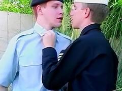 Military young men suck each other off and fuck hardcore