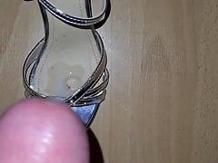 Cum on friends silver high heel sandals in nylons