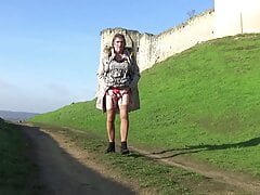 transgender travesti sounding dildo  outdoor road 2a