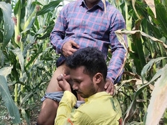 Indian Desi Flicks - A laborer working in a corn area banged his accomplice's culo - Hindi Voice