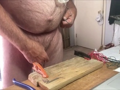 August16 2022 live cam demonstrate 5lb ball open up then nailed thru and safety pinned through balls with cumshot ending