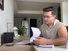 My pal boinks my butt by accident when I do homework