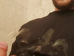 Pissing all over me with hard cock