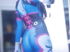 sexy D.VA cosplay girl cum tribute