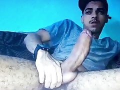Very hot young Latino edging his monster huge massive cock