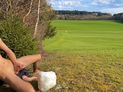 Outdoor Public Masturbation In The Snow - Almost Got Caught By Cars