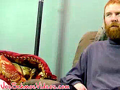 crimson hair convict Chris prepares his manhood for a fellatio