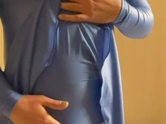 Crossdresser crams leotard with pasta sauce and piss