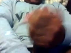 Str8 Boy Milking his BIG BLACK COCK to Porno Dual Jizz