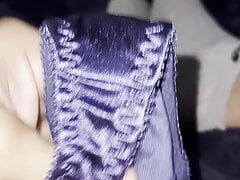 Cum in purple satin gstrings