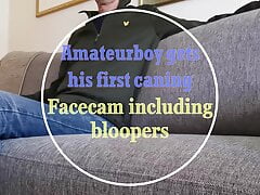Amateurboy Gets His First Caning - full facecam incl bloopers