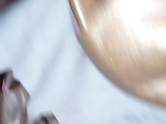 Hermosos High heels dorados de Karla shoejob cumshot
