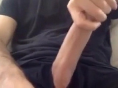 Stroking big long hard cock big bellend muchroom head