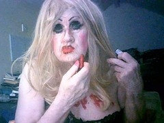 Crossdresser masturbation, high heels, crossdresser makeup