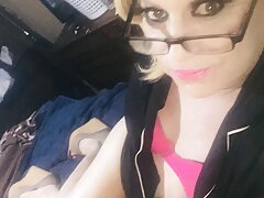 CD Krissy Sweets dressed in pink with her high platforms talking dirty