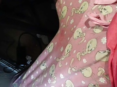 Charlotte wanking her cock with gel nails
