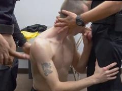 Two horny daddies in police uniforms go bareback for some gay fun!