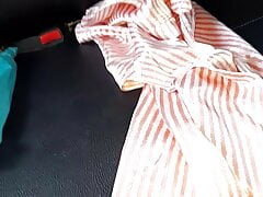 Cumming with girlfriend's satin night dress