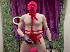 Hot wank, solo, harness