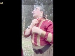 soumise changes outfit in forest