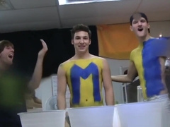 Hazed straight jocks enjoy gay dorm room sex