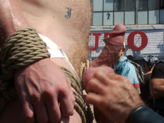 Public power fuck with crazy BDSM elements and orgasms