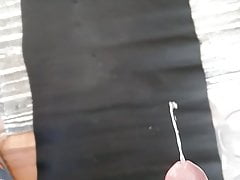 huge massive cumshot on black leather