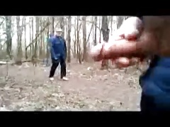 Paja en el bosque y el viejo mira