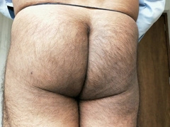 Stud milking in gorgeous panty flashing his large bouncy rump super-fucking-hot culo