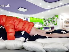 Down Jacket Wearing Pillow Humping Fun