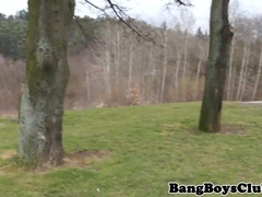 Euro lad barebacked in public for cash