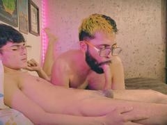 Camilo Brown gives hands-free dirty deepthroat blowjob to hot twink Andres ZP, making him blow his load