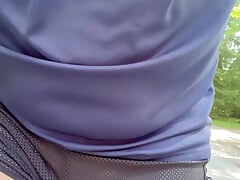 On the bike with mesh shorts
