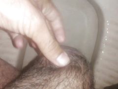 Small cock show hairy handjob piss