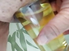 Small Asian dick soaking in warm pee