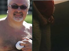 Bearded daddy caught pissing