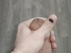 Slow motion cumshot from juicy cock