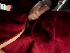 Well-dangled young guy jacks off while editing porno