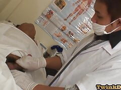 Asian amateur bottom twink anally drilled by doctor