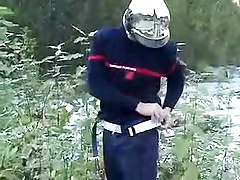 French firefighter showing off