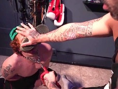 Face spitting, moaning bottom, gay double anal penetration