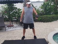 Muscle daddy loses his clothes during workout