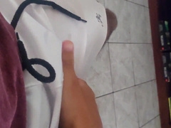 rubdown my manmeat using white cutoffs, maybe you can watch the head of my man sausage