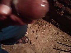 A lone Indian boy masturbates outside to Bhavi