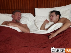 Sleepy stud screwed hard by his lustful step dad at the hotel